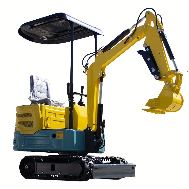 Tracked Crawler 1 Ton 2200Lbs Digger Mini Excavator with 13.5HP RATO EURO 5 EPA Engine Ceiling Cab Thumb In US Free Shipping