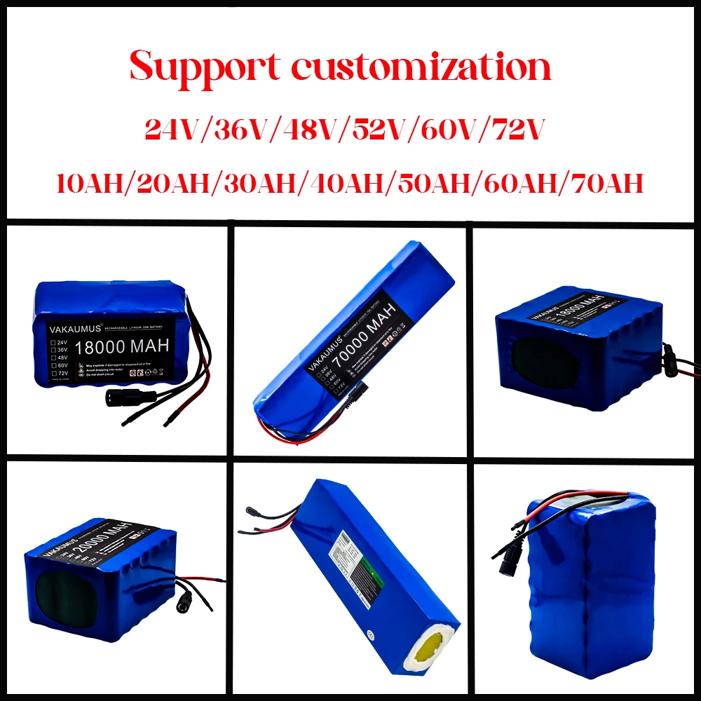 18650/21700 Battery Lithium Battery 24V 36V 48V 72V 10AH 20AH 30AH 40AH Customized Battery Pack