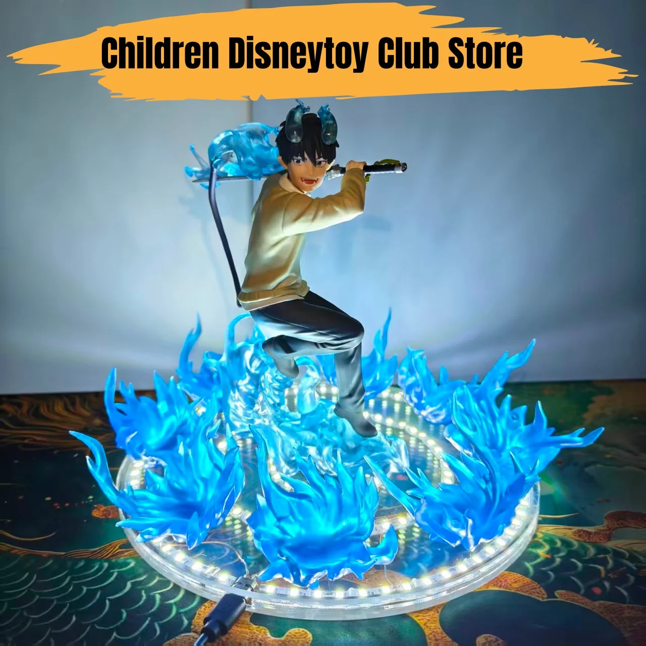 Ao geen Exorcist Anime Okumura Rin Vlammen van Satan Blauw DIY Model Beeldje Actiefiguren & Basis & Lamp Collectie Decoratie