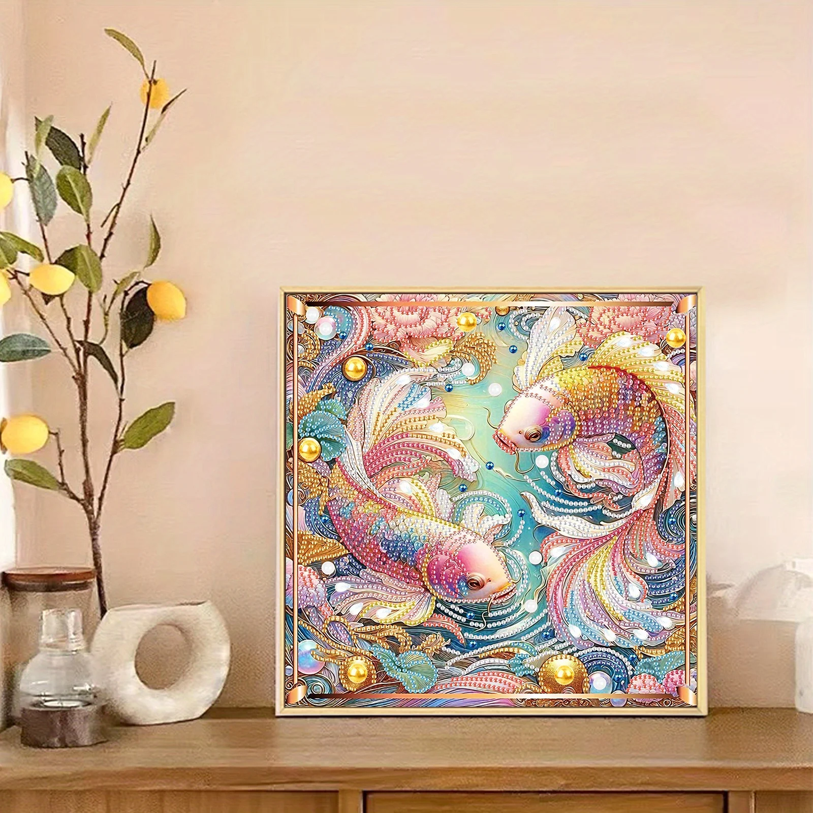 DIY Colorful Koi Fish 5D Special Shape Diamond Art Kits for Beginners,Diamond Art Painting Kits for Home Wall Decoration Gift