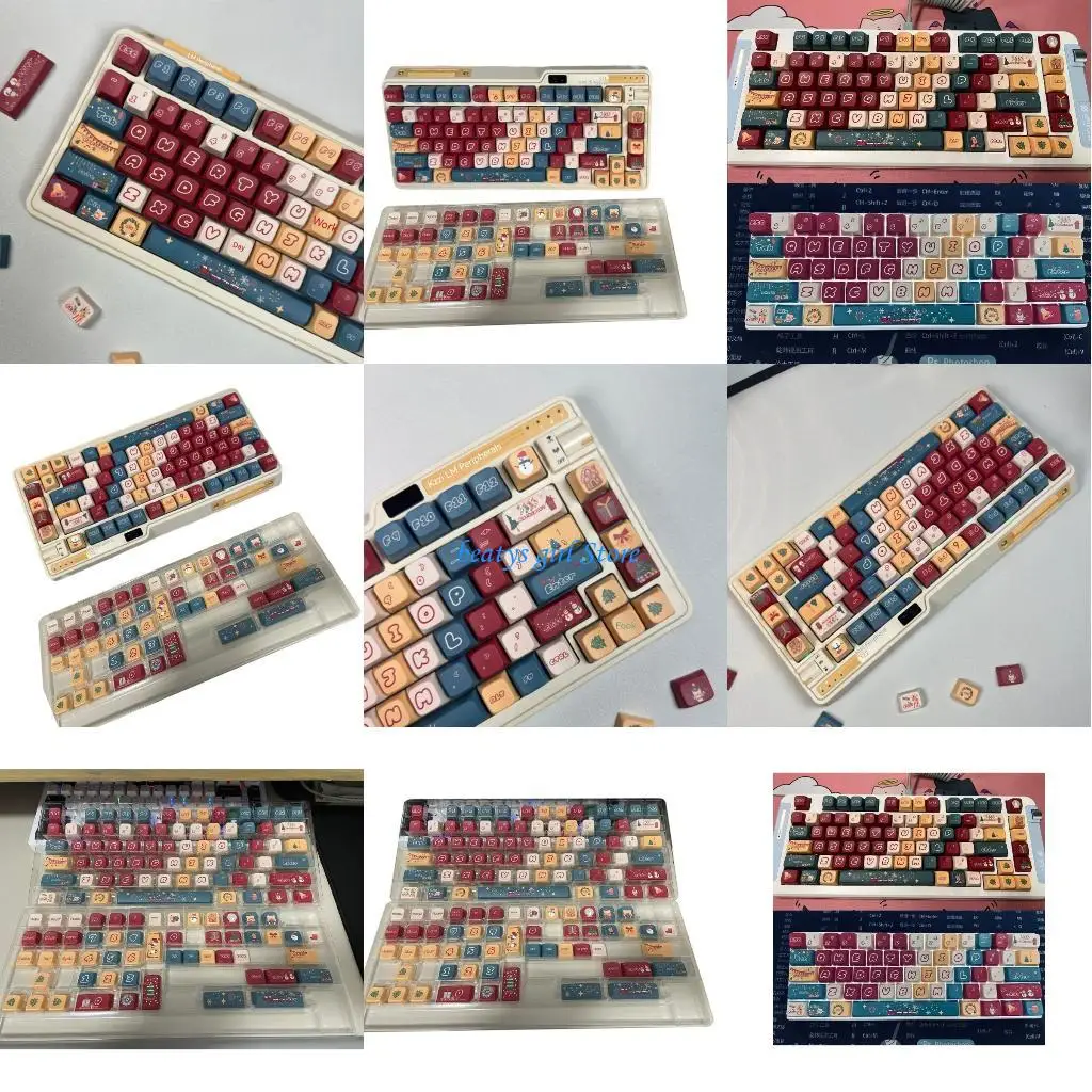 

C7AB 126Keys Christmas Keycaps MDA Profile 5Sides Sublimations For Mechanical Keyboards Switches Keycap