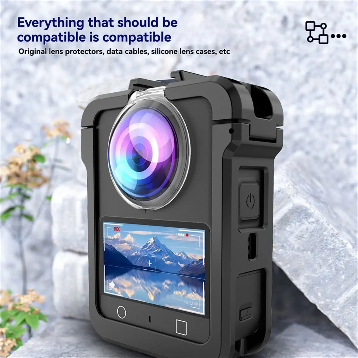 AT33 For DJI Osmo 360 Rabbit Cage Protective Frame Action Camera Mounting Shell with Cold Shoe 1/4inch Threads Expansion