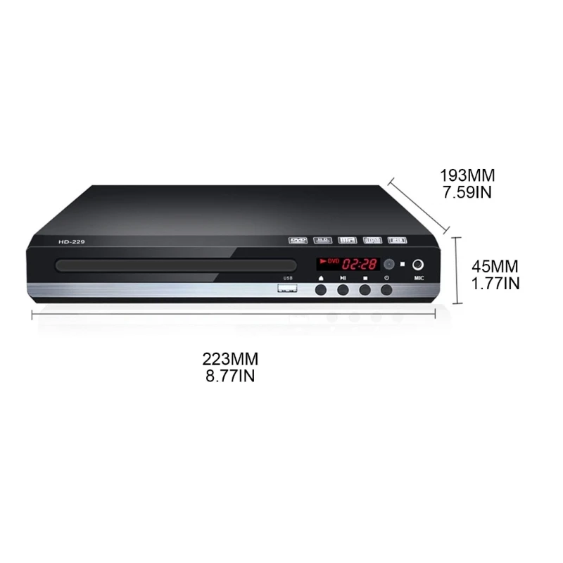 DVD Player for TV with HDMI-compatible AV-output, Home SVCD Player All Region Free CD-RW Player for Home Stereo System