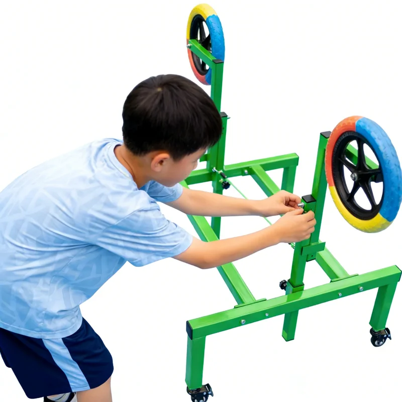 Two-wheel tennis trainer, top swing practitioner, fixed teaching tool for front and back handball movements for adults