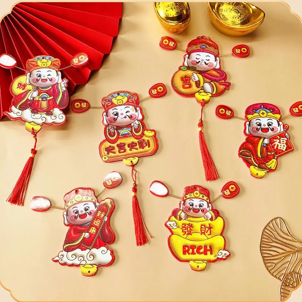 Cute Chinese God of Wealth Fridge Magnets Traditional Cartoon Snake Year Hanging Pendent Spring Ears Festive