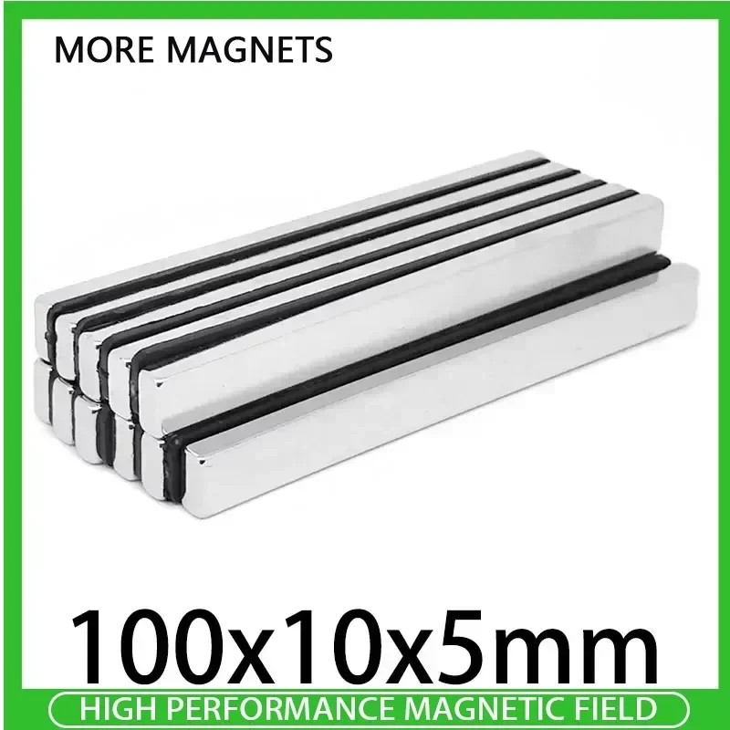 

1/2/5/10PCS 100x10x5mm Powerful Block Magnets N35 Super Strong Neodymium Permanent NdFeB Magnet 100*10*5mm Magnetic Sheet