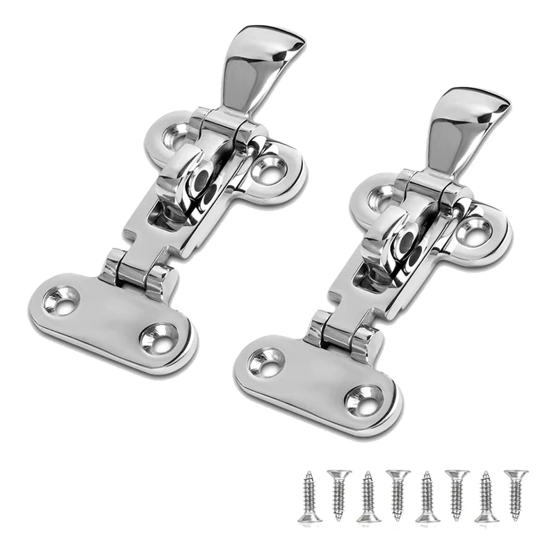 Marine Grade Boat Door Hatch Anti-Rattle Latches, Stainless Steel Boat Hinges, Solid Construction, Lockable(2 PCS)