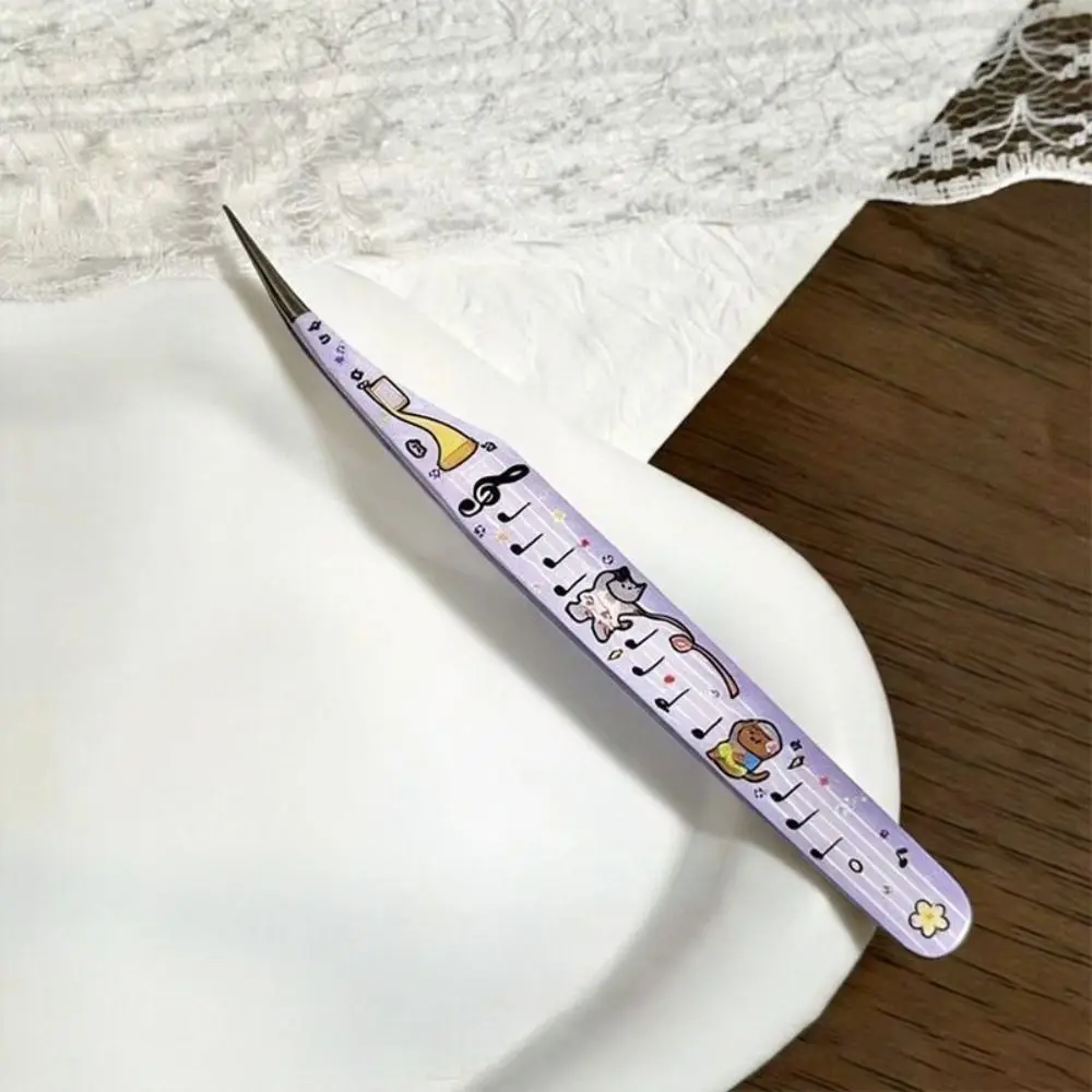Stainless Steel Precision Tweezers Anti-static Cartoon False Eyelash Tweezers High Precision Non Slip Grip Craft Tweezers