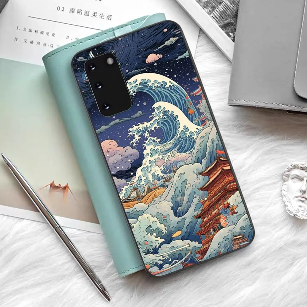 Anime Sea Waves Phone Case For Samsung S 9 10 20 21 22 23 30 23plus lite Ultra FE S10lite Fundas