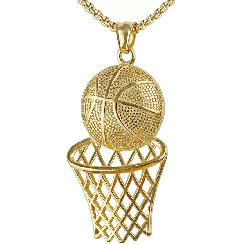 Basketball Pendant Necklace Male Stainless Steel Necklace Jewelry Sports Pendant Unisex Sweater Chain Sport Jewelry Wholesale