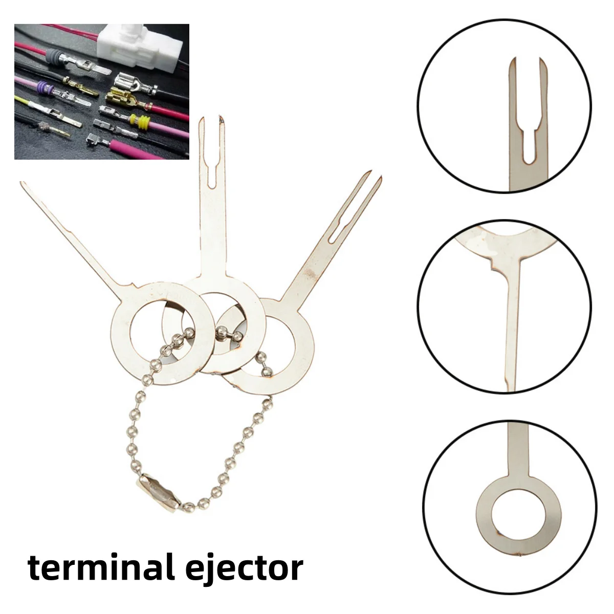 3pcs Car Electrical Terminal Key Pin Wiring Crimp Connector Removel Puller Tool Harness Connection Picking Tool 1x1  1x2  1x3mm