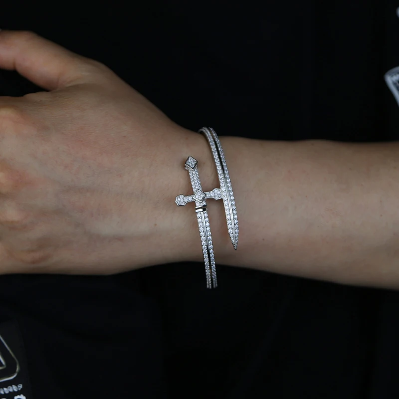 سوار العدالة بلينغ مثلج للرجال ، مجوهرات رائعة ، سوار هيب هوب ، لون ذهبي وفضي ، هدية حفلة للأولاد