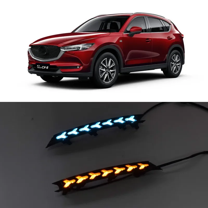 For Mazda CX-5 CX5 2017 2018 2019 Dynamic Turn Signal Relay Waterproof Car DRL 12V LED Daytime Running Light Fog Lamp Decoration