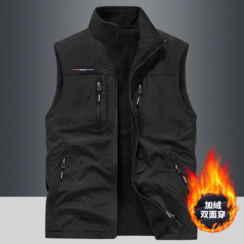 kizarco Männer Herbst Fleece Outdoor Weste 4XL Utility praktische Multi-tasche Techwear Outdoor Wandern Angeln Fotografie Safari Cargo Weste 5