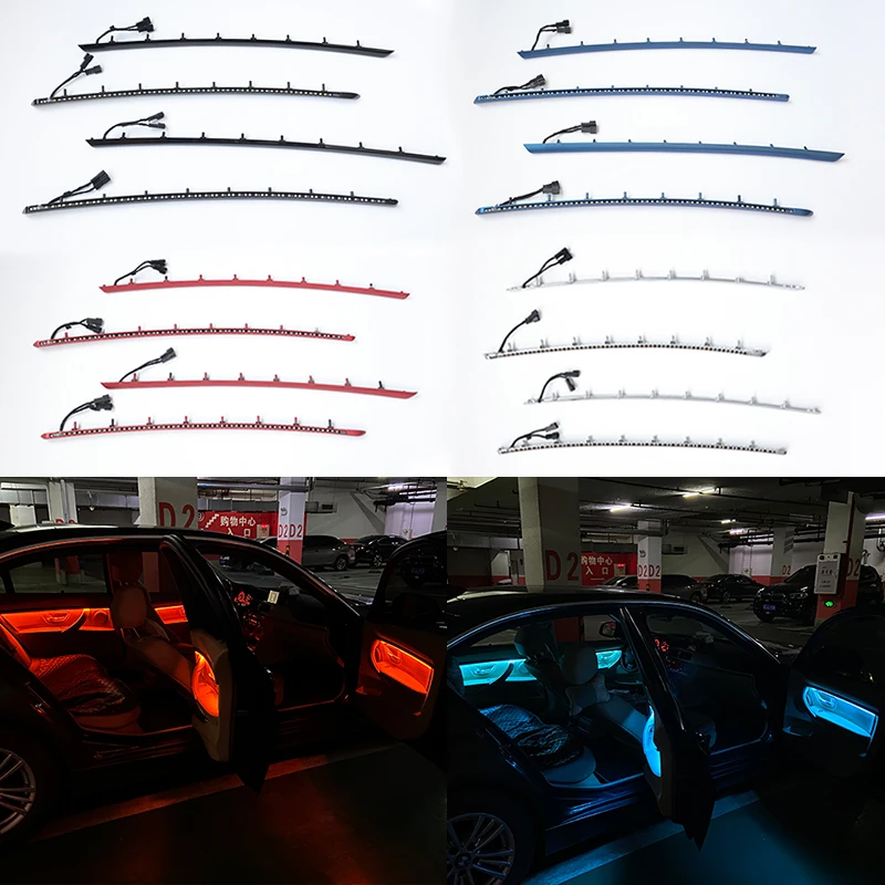 4 Inner Doors Ambient Light LED Decorative Trims Lights With Blue And Orange Colors Atmosphere Lights For BMW 3 Series F30 12-18