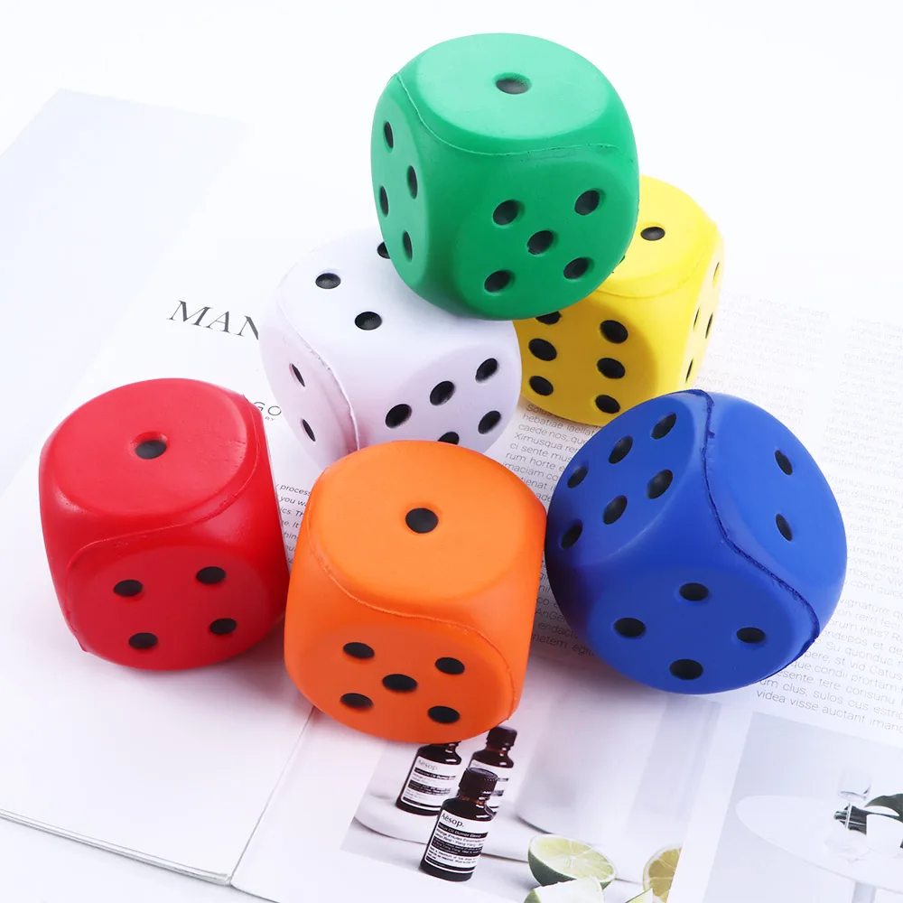 

1 Pcs Big Sponge Dice Soft and Elastic Toys Solid Color Point Dice Side Length 6cm Finger Training Cognitive Amusing Props