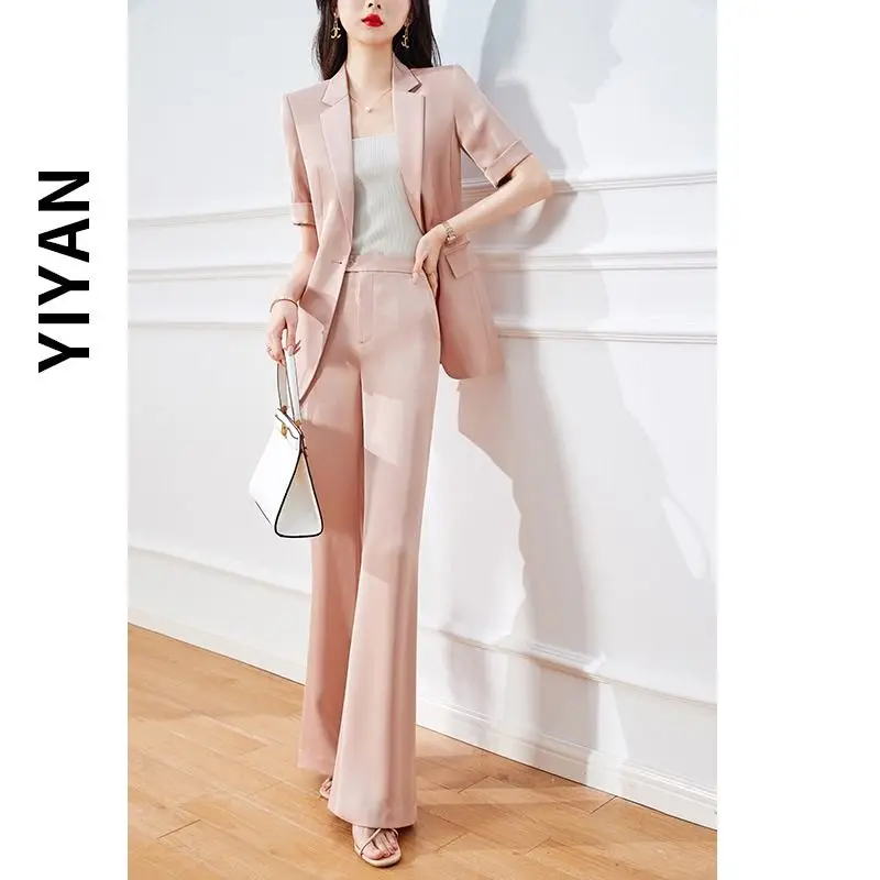 2023 New Fashion Women's Foreign Trade Suit Fashion Women's Two Piece Summer Thin Casual High End Suit