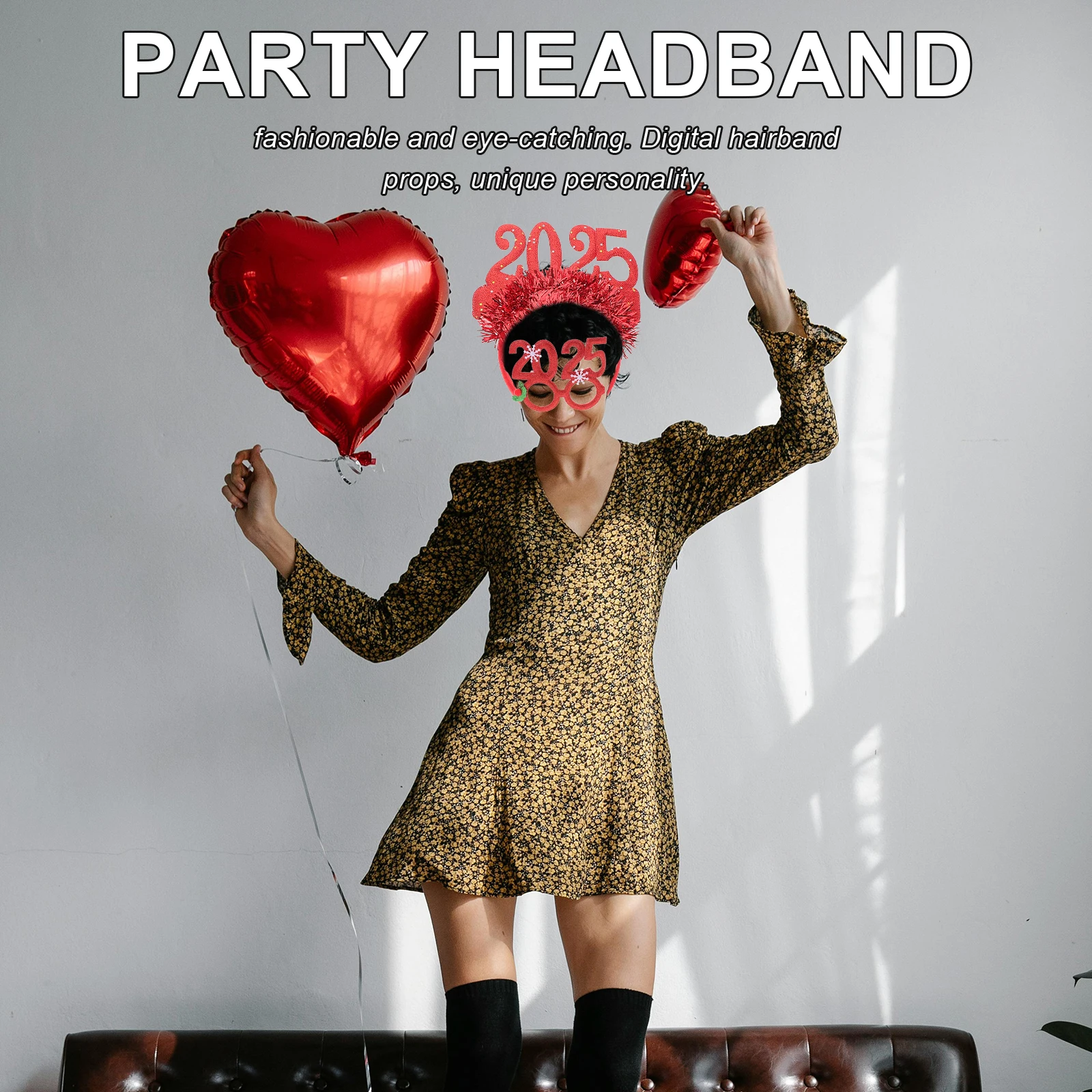 

1 set NewYearHeadb AdultGlitterHeaddress 2025PhotoBoothProps TinselBopper WomenPartySupplies HairCare StylingTools