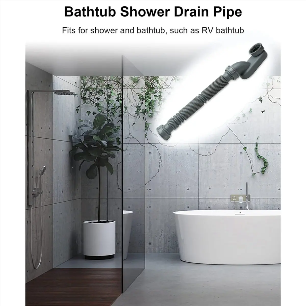 Reliable- 6X Low Profile 1 1/2 P Trap Flexible Bathtub Shower Drain Pipe Flat P Trap Free Standing Tub Drain