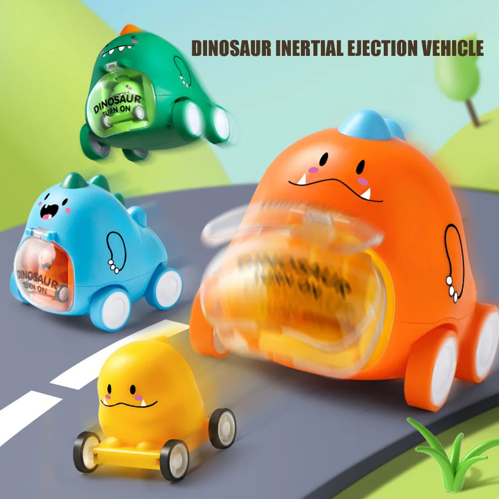 Dinosaur Press Ejector Car Toys Children's Inertial Force Return Car Cartoon Dinosaur Toy Car Funny Creative Parent-child Games