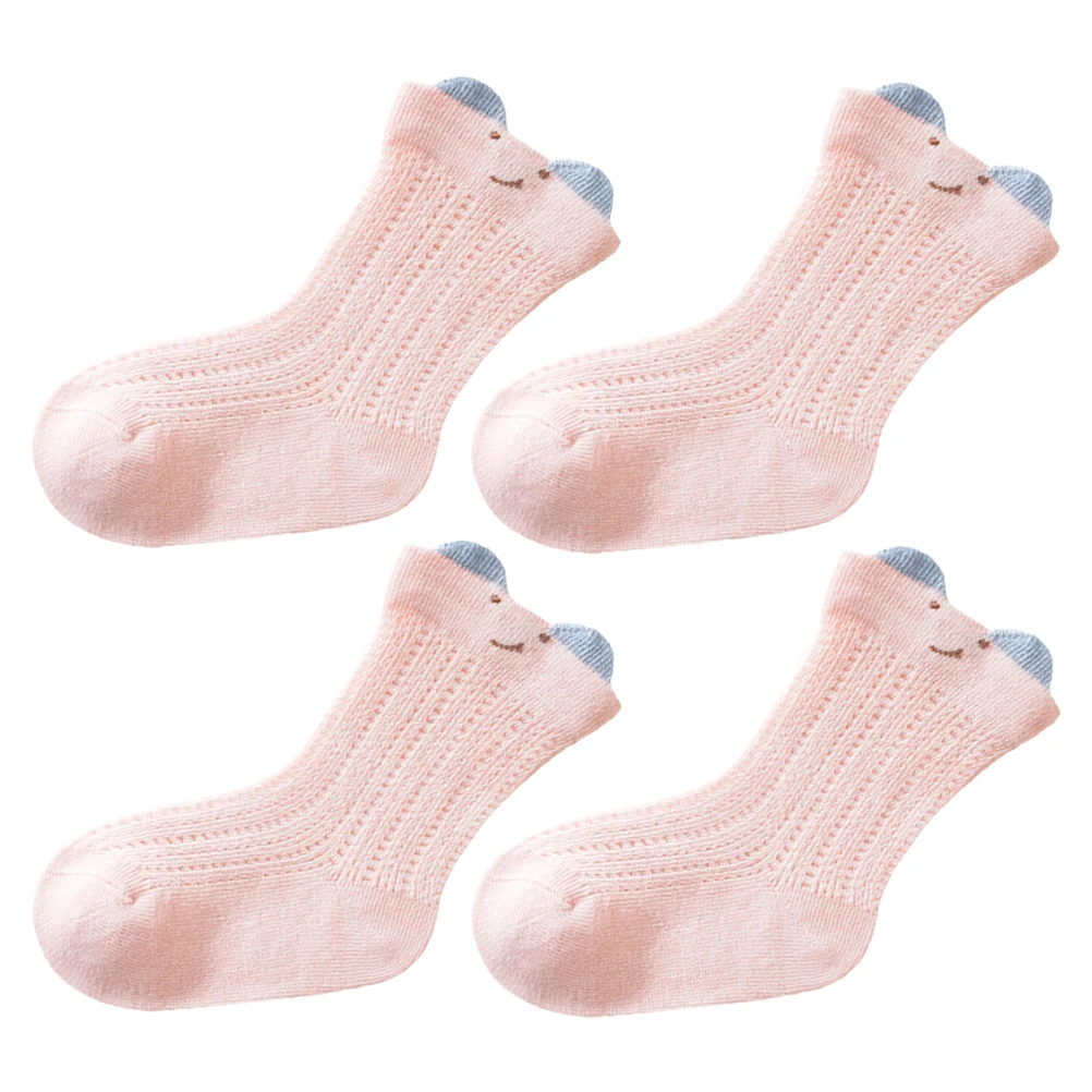 

2Pairs Baby Socks Summer Thin Breathable Mesh Mid-Calf Cute 3D Ear Design Newborn Toddler Socks for Girls Boys