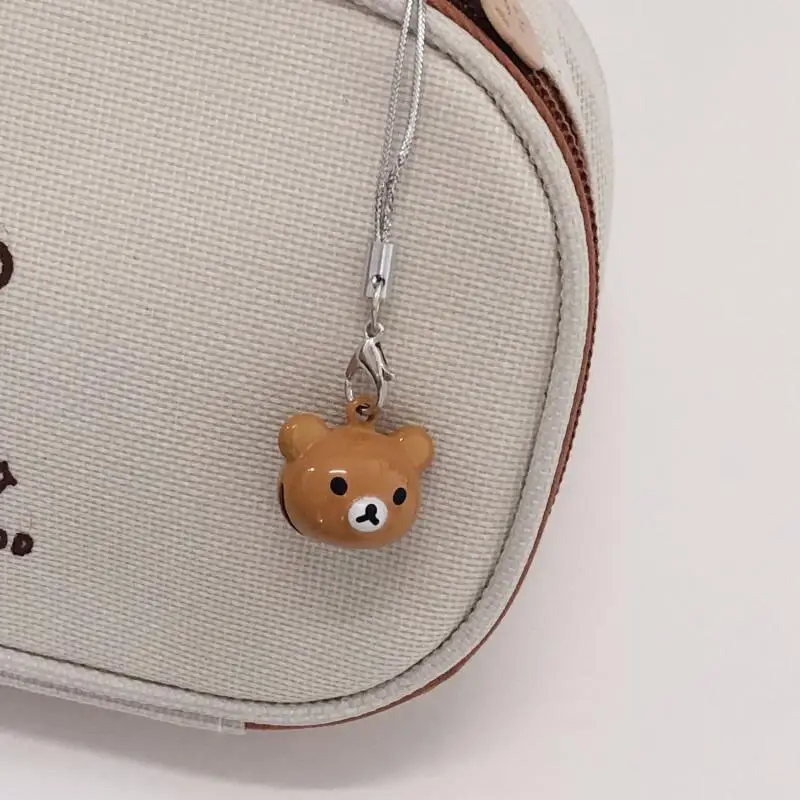 Kawaii Rilakkuma Bell Cartoon plecak wisiorek akcesoria na zamek błyskawiczny studenci łańcuszek do telefonu brelok dekoracja dziewczyny prezent