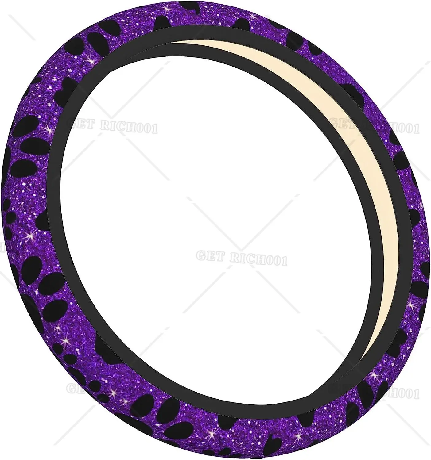 Dog Paws Purple Steering Wheel Cover for Women Girls Bling Steering Wheel Cover for Car 15 Inch Fit for Most Sedan SUV Cars