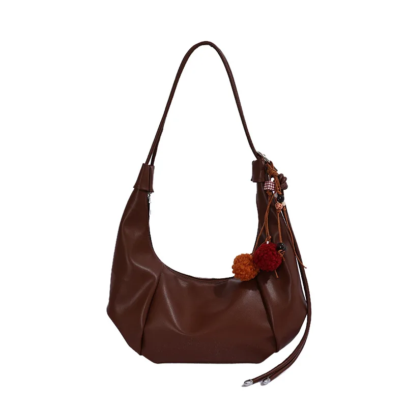 Simple PU  Leather Handbag Women Shoulder Bag Dumpling Shaped Tote Bucket Bag Large Capacity Female Cross body Bag Pusre Casual