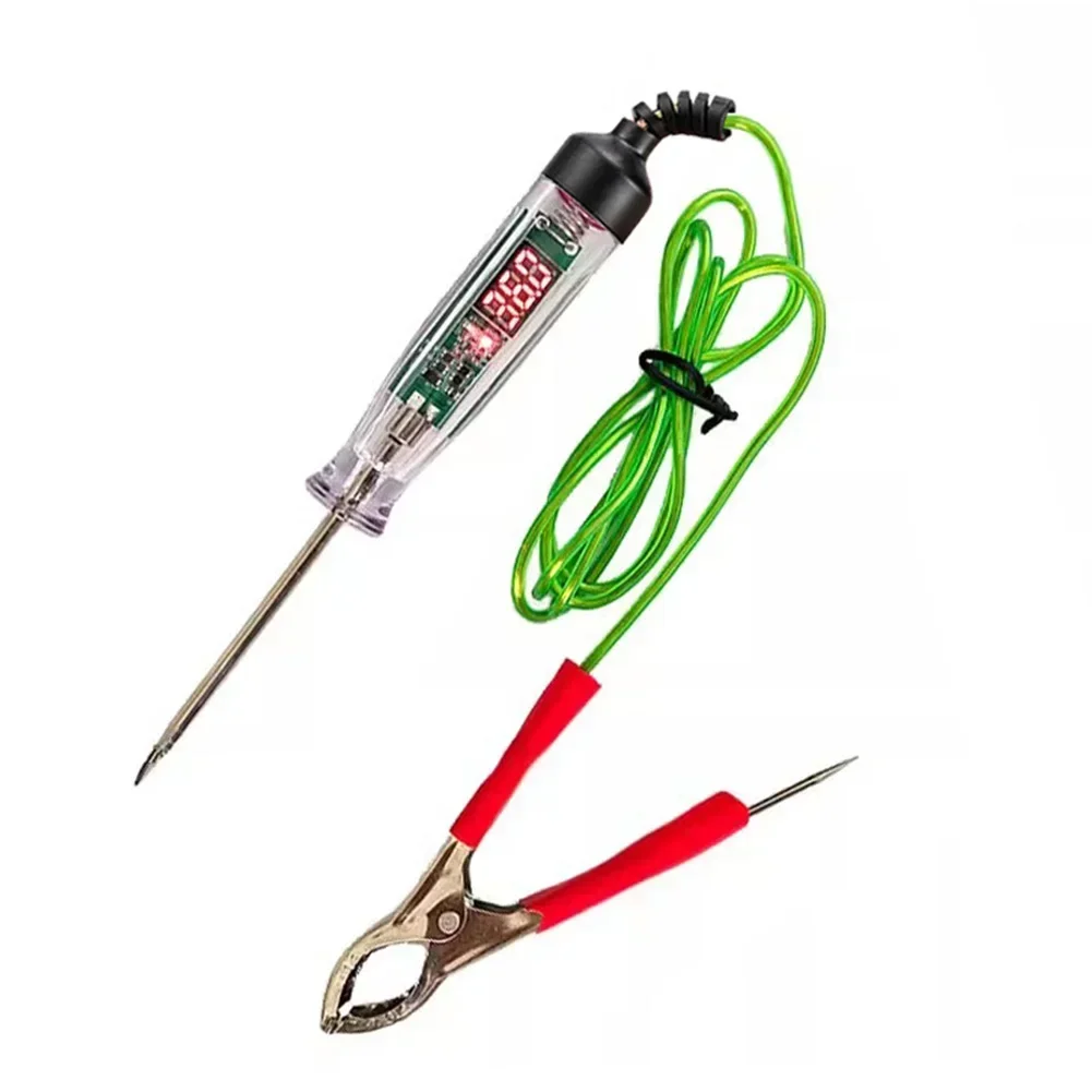 1pcs White Green Plastic Steel 3-36V DC Car Truck Voltage Circuit Tester Digital Display Long Probe Pen Car Accessories