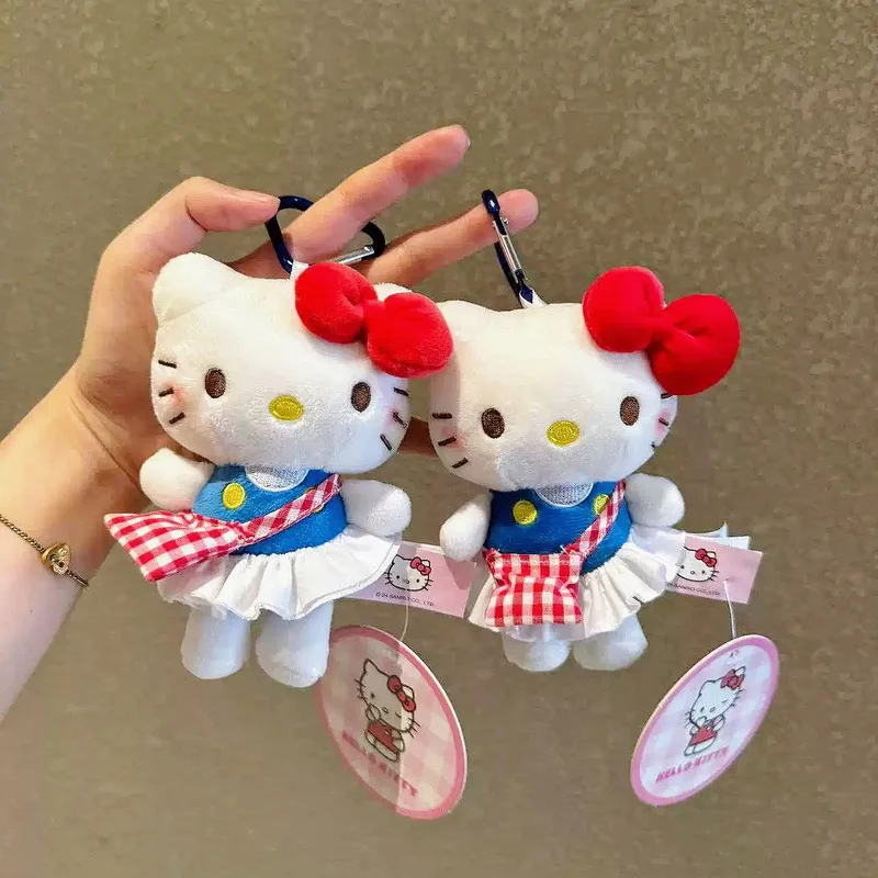 Nieuwe Cartoon Boog Kitty Pluche Sleutelhangers Leuk Katje Jurk Hoge Kwaliteit Knuffel Pop Meisje Rugzak Hanger Auto Decoratie Gift