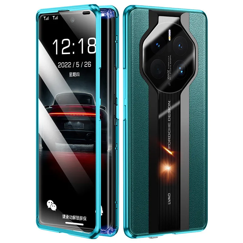 

For Huawei Mate 50 Pro 360 Full Cover Protective Flip Leather Cover Metal Magnetic Glass Funda For Huawei Mate 50RS 50 Pro Coque