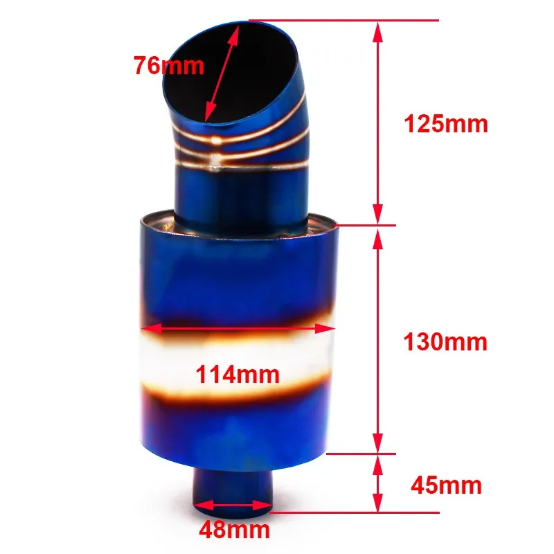 DEFT Car Motorcycle Exhaust Pipe Muffler Tail Pipe High Quality Universal Stainless Steel  76mm 48mm Mufflers  Tail Pipe