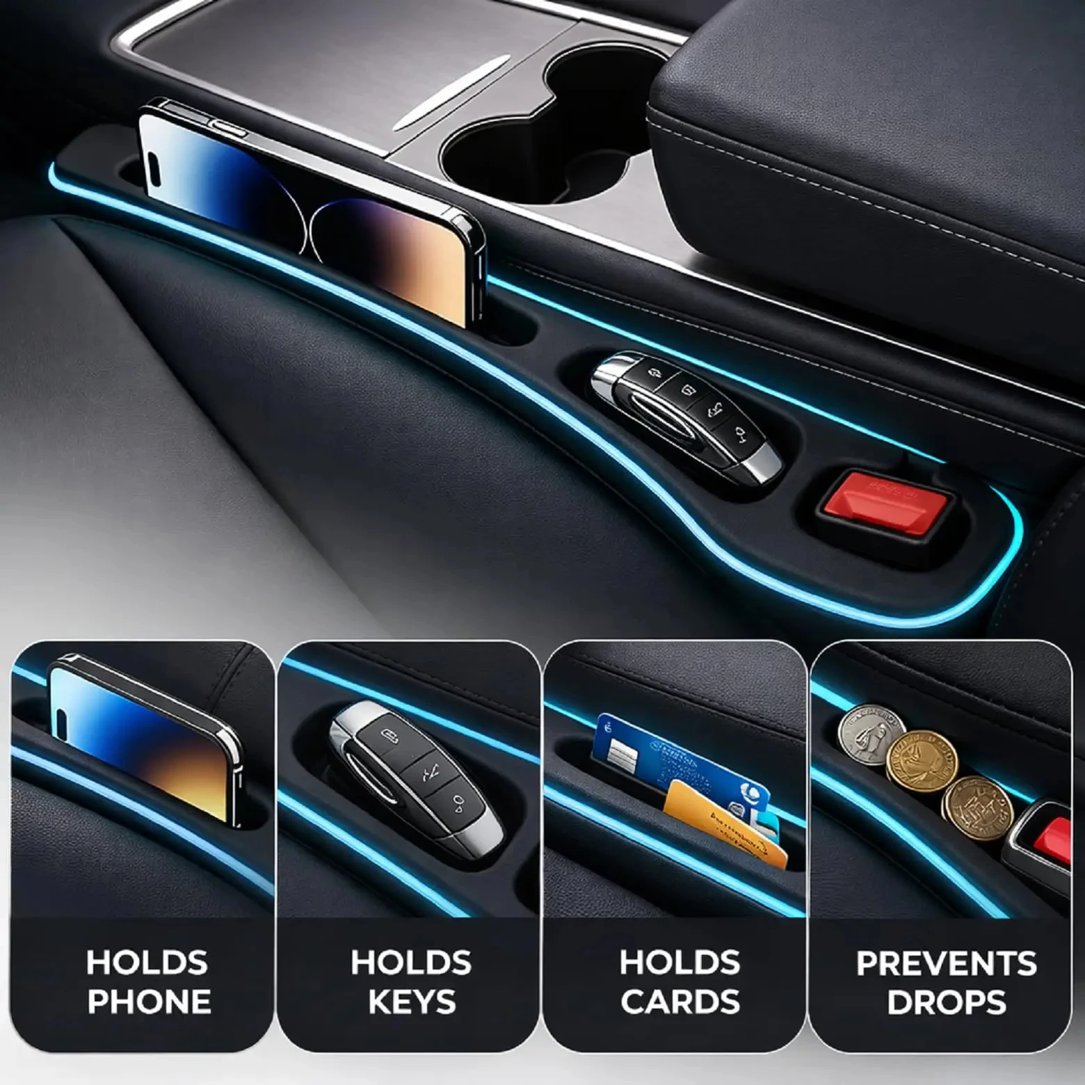 2PCS/Set Universal Car Seat Gap Filler Leak Proof Car Gap Filler Seat Gap Storage Organizer Between Seats Auto Accessories