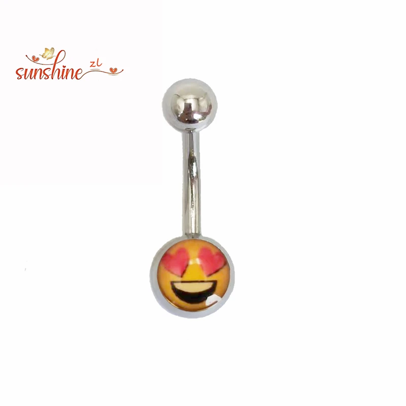 1pcs Face Expression 14G Belly Button Ring Navel Nombril Piercing Ear Rings Body Piercing Jewelry 10 Mm Bar For Women Piercing