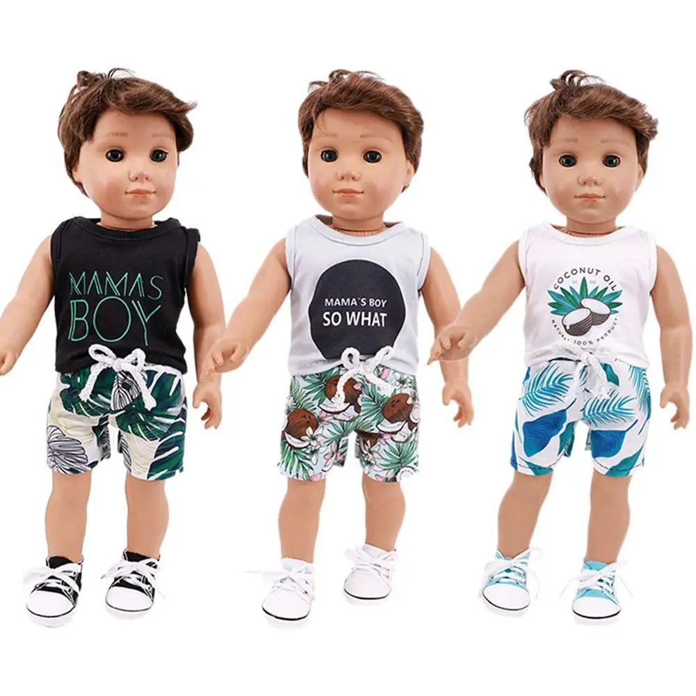 Doll Accessory Summer Suit Boy Doll Cloth Little Boy Short Sleeve 18 Inch Doll Cloth 43cm Outfit Boys and Girls