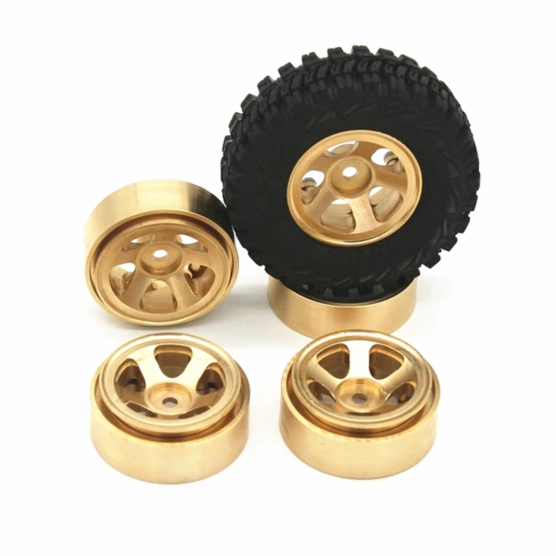 4PCS Brass Beadlock Wheel Rim Hub Counterweight For 1/18 Scale FMS Toyota Fj Cruiser Land Cruiser RC Car Upgrade Parts