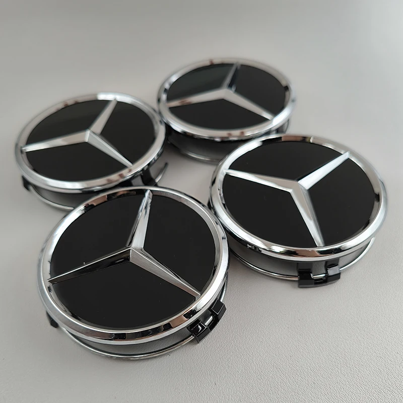 4 pz 75mm ABS nero tappi centrali ruota auto cerchi coprimozzo per Mercedes Benz A B C E S CLA CLK ML GLK GLA GLB GLC CLASS accessori