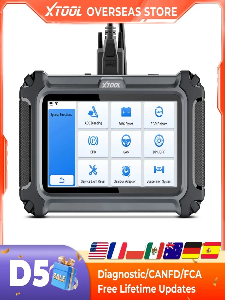 XTOOL D5 OBD2 Auto Diagnostisch Hulpmiddel Auto VIN Automotive Scanner OLIE Reset Injector Code Ingebouwde FCA/CANFD Levenslange Gratis Update - afbeelding 2
