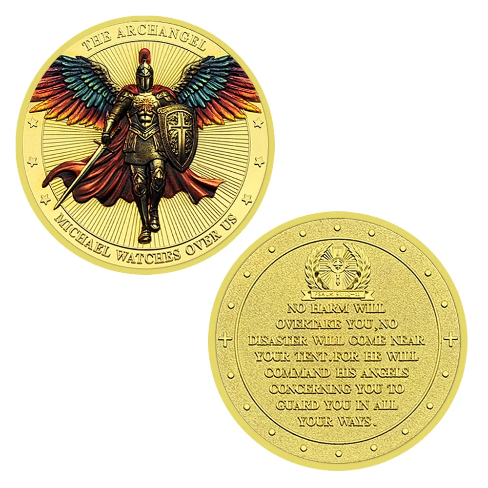 2024 New The Archangel Commemorative Coin Saint Michael Watches Over Us Collection Coin Metal Zinc Alloy Medal Collection Gift