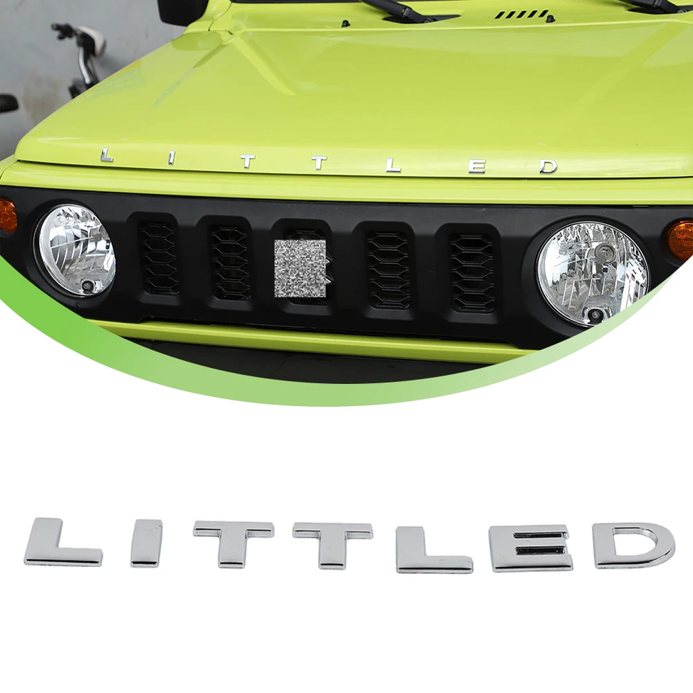 Car Front Hood LITTLED Letter Logo Emblem Decoration Trim Protector for Suzuki Jimny 2019 2020 2021 2022 2023 Exterior Accessory