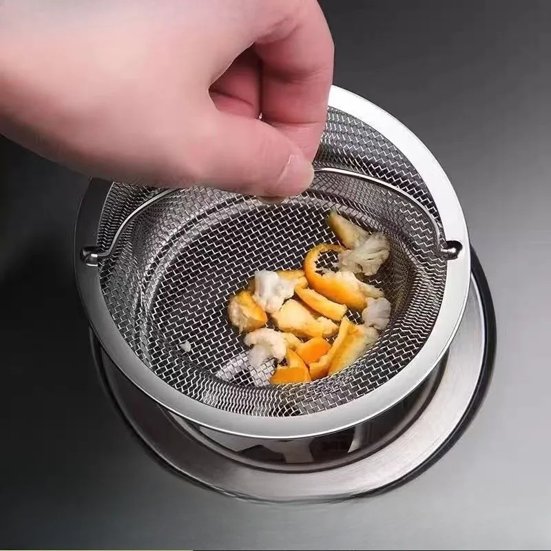 Rotatable Stainless Steel Sink Strainer Round Hanging Kitchen Sink Food Residue Filter Basket Chinese Style Kitchen Gadget