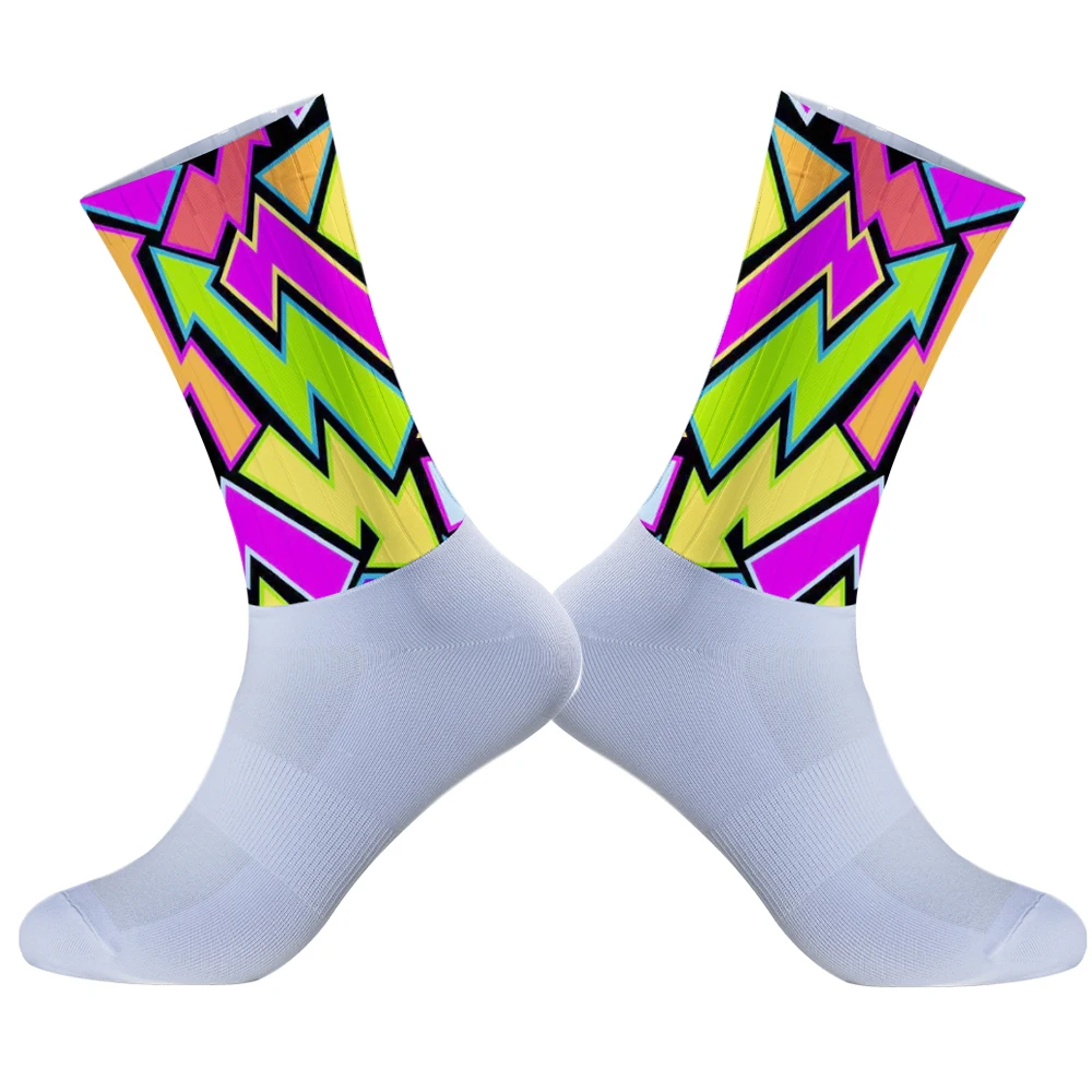 Summer  Aero Socks Silicone Socks Whiteline Cycling Anti Men Bicycle Sport Running Bike Socks Calcetine 2024 New