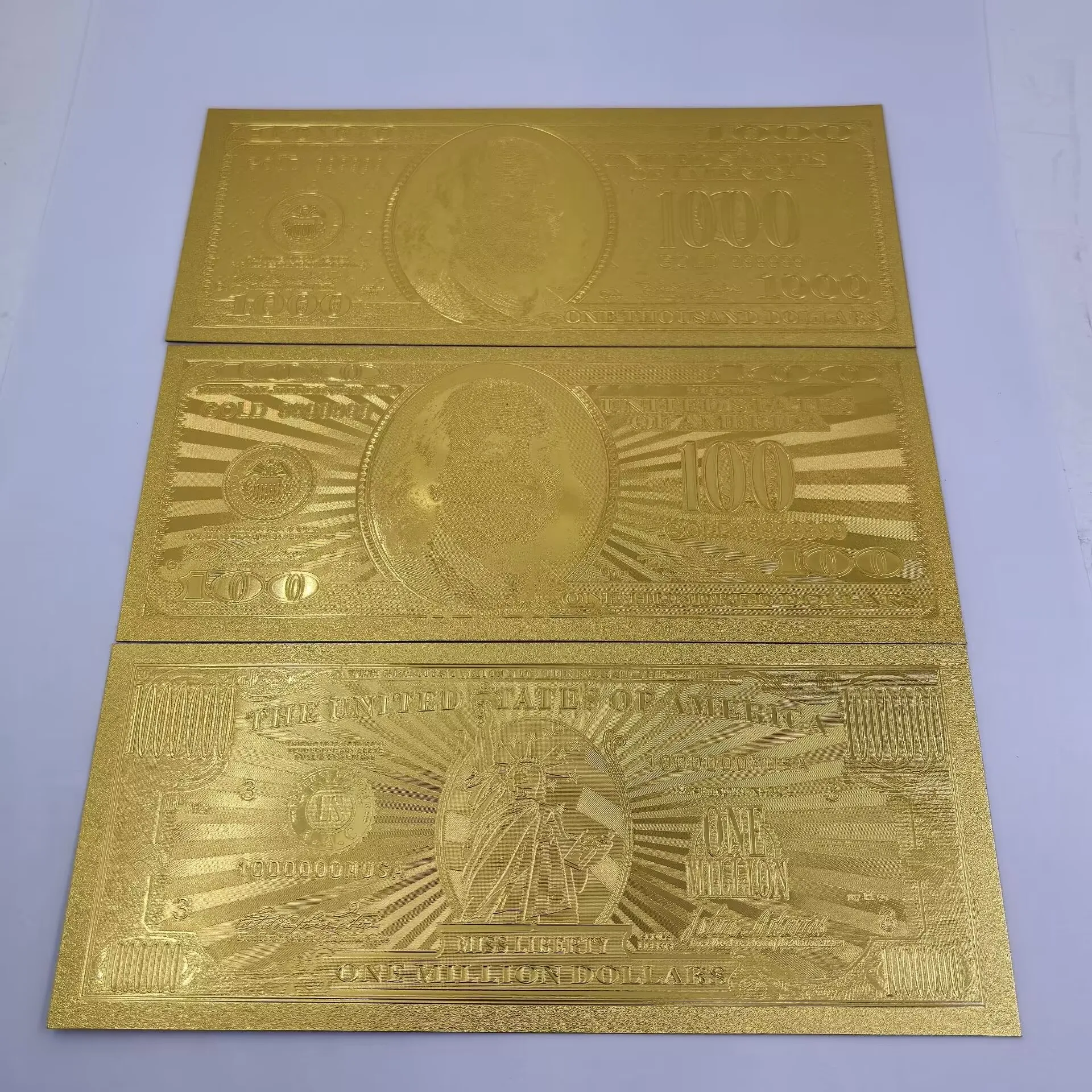 الولايات المتحدة الأمريكية 100 1000 مليون دولار مجموعة فنية من الأوراق النقدية المطلية بالذهب ملاحظات تذكارية عالية الجودة #1