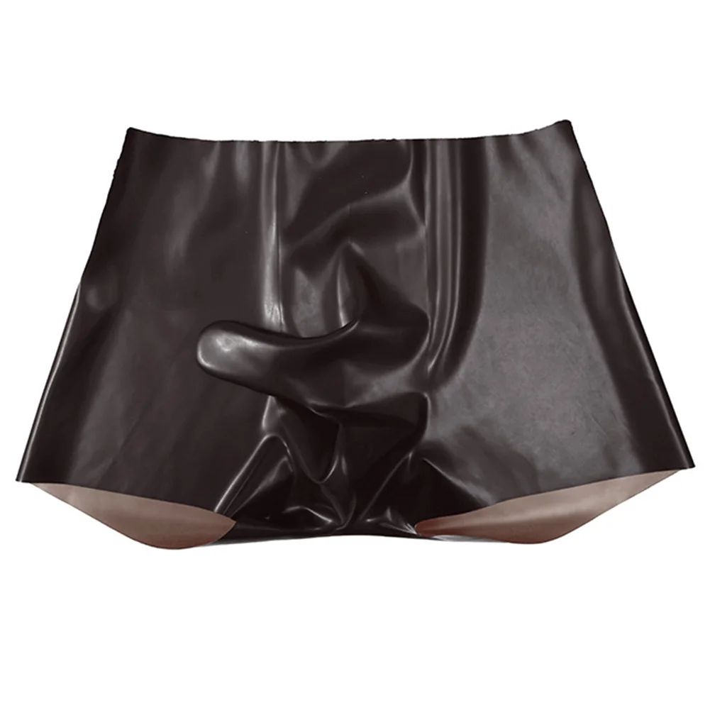 Mens Latex Underpants Seamless Elephant Trunk Boxer Briefs Rubber Safety Panties  Low Waist Safety Panties Sissy Erotic Thong