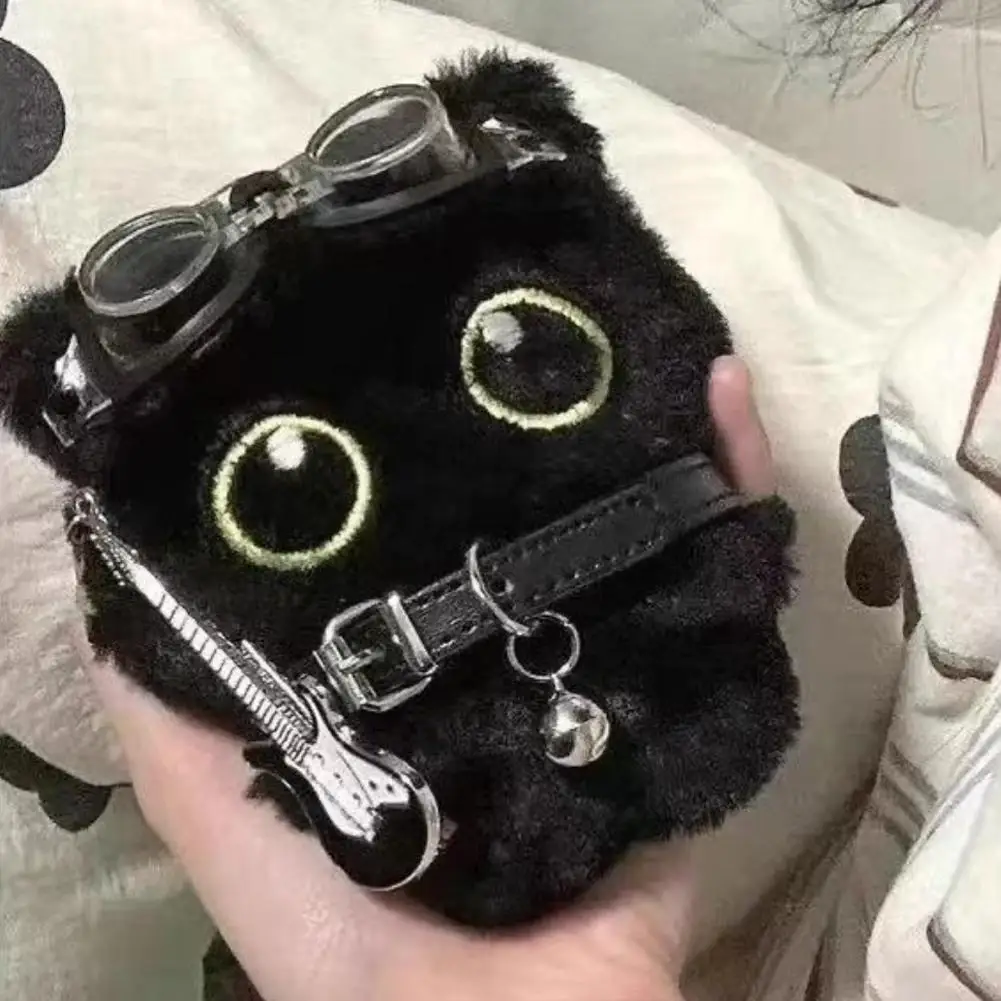 Cute Black Cat Plush Keychain Cartoon Kitten Soft Stuffed Doll Pendant Car Key Backpack Bag Decor Doll Keychain Cat Keychain