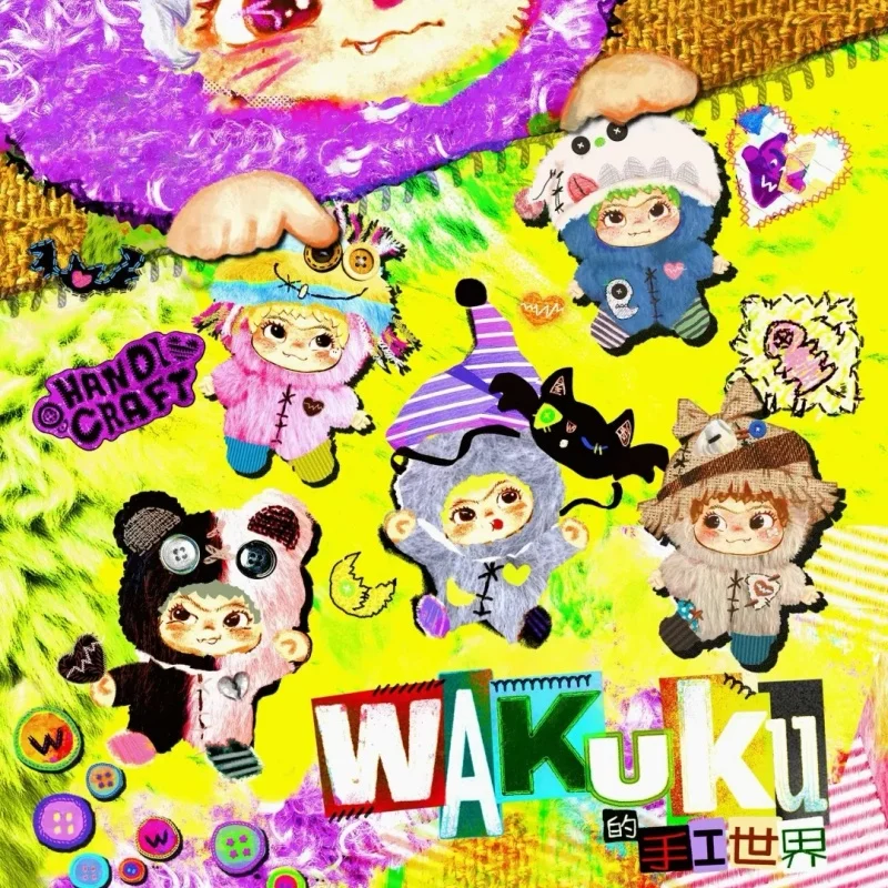 

Genuien Wakuku V4 The Handmade World Of Wakuku Series Blind Box Cute Plush Pendant Bag Charm Decoration Keychain Kawaii Gifts