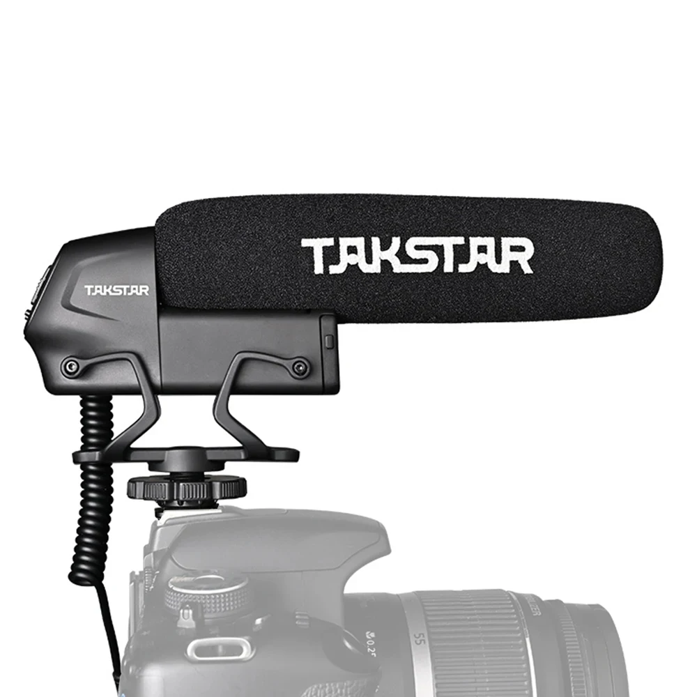 TAKSTAR SGC-600 On-camera Condenser Interview Microphone Mic Super-cardioid 3-level Gain Control Low Cut Switch 3.5mm Plug