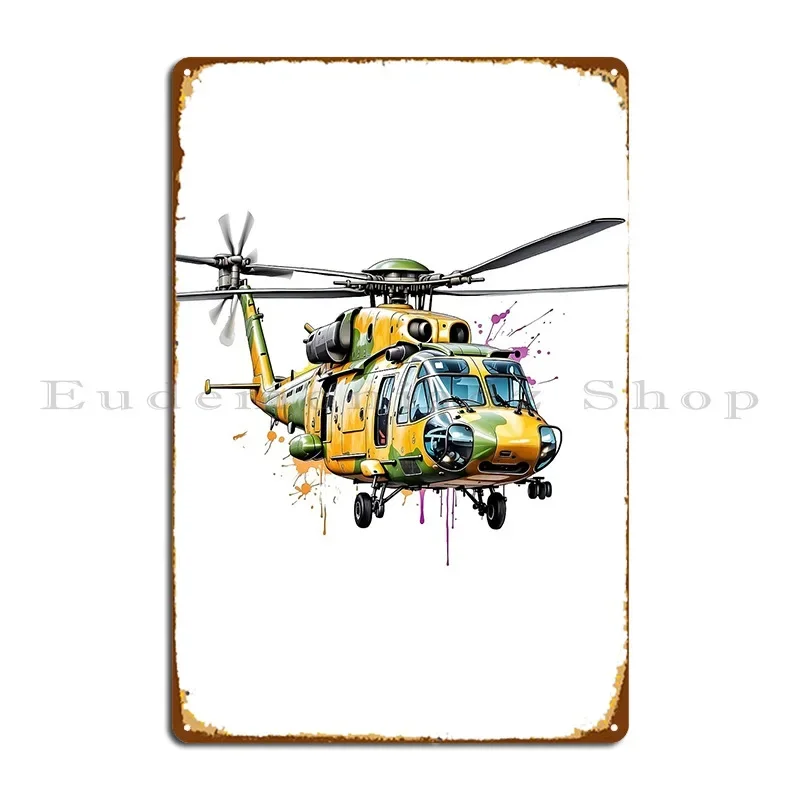Helicopter Art Chopper Art Metal Plaque Poster Wall Cave Funny Kitchen Printed Sign Tin Sign Poster