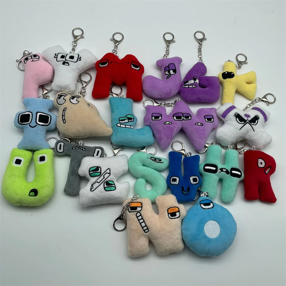 A-z  Alphabet Lore Plush Keychain Preschool Educational Embroidery English 26 Letter Cute Animal Plushie Pendant For Kids Gift