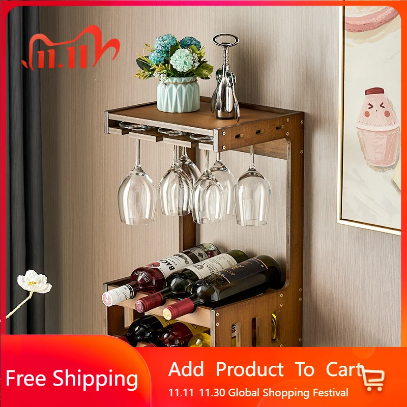 

Shelf Storage Bar Cabinet Wine Rackantique Wood Standing Rustic Bar Cabinet Wine Rack Display Kitchen Vitrina Home Furniture